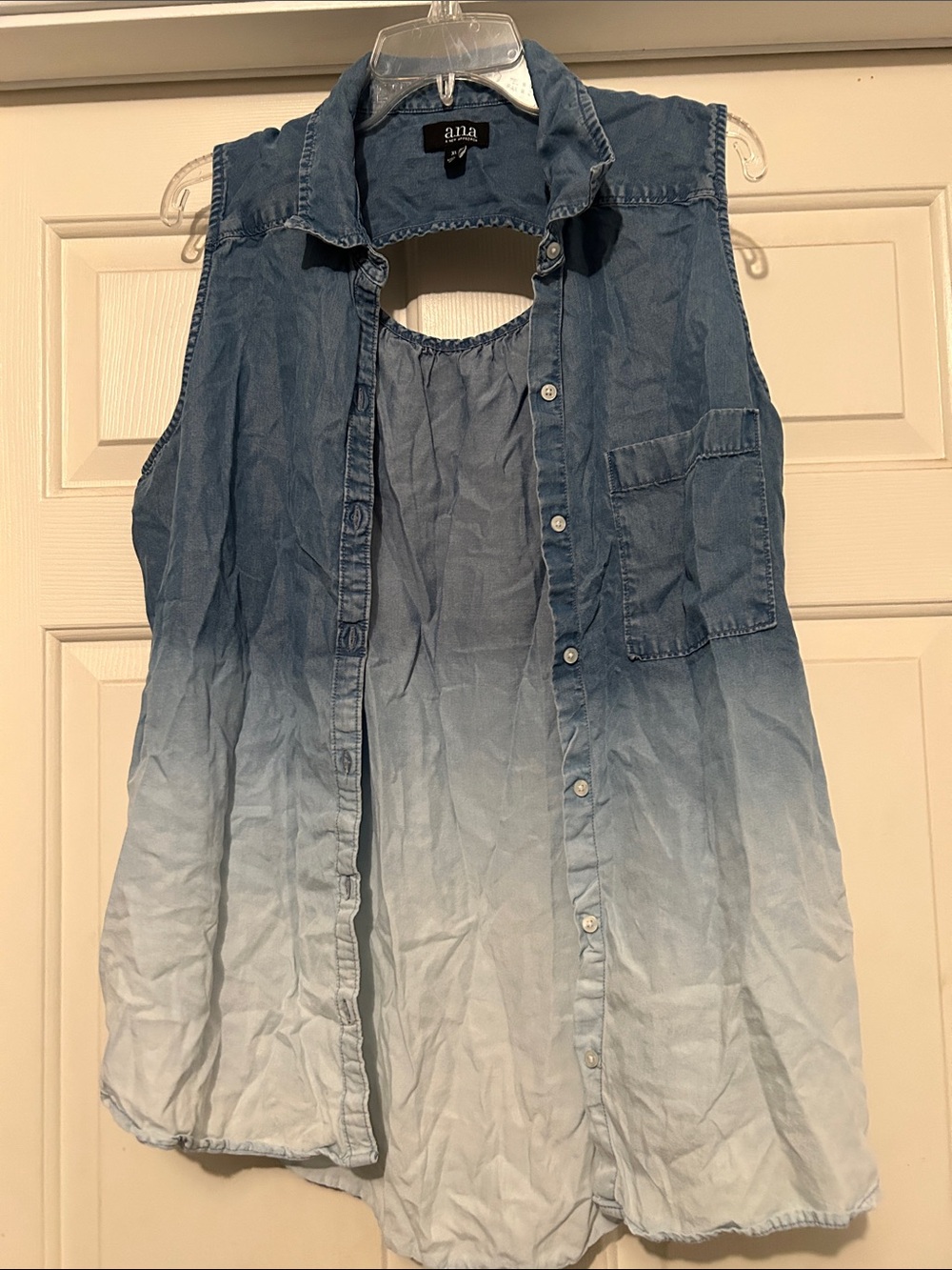a.n.a Blue Ombre Sleeveless Denim Button-Front Shirt